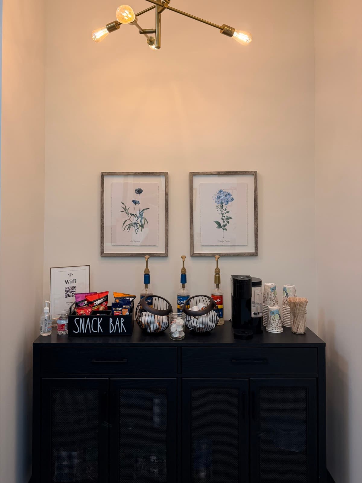 Complimentary snack bar and coffee station for patients at Crescent Health Clinic, South Jordan, Utah